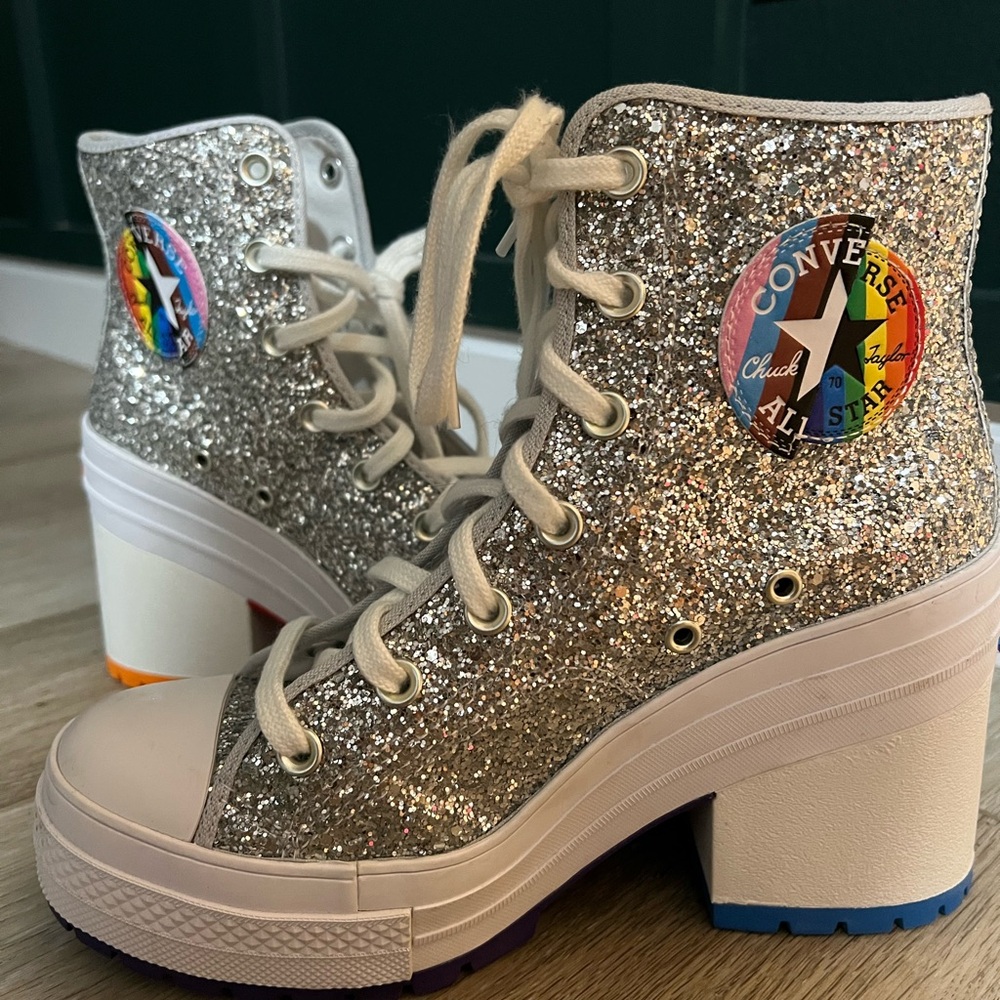 Limited edition pride Converse heels.